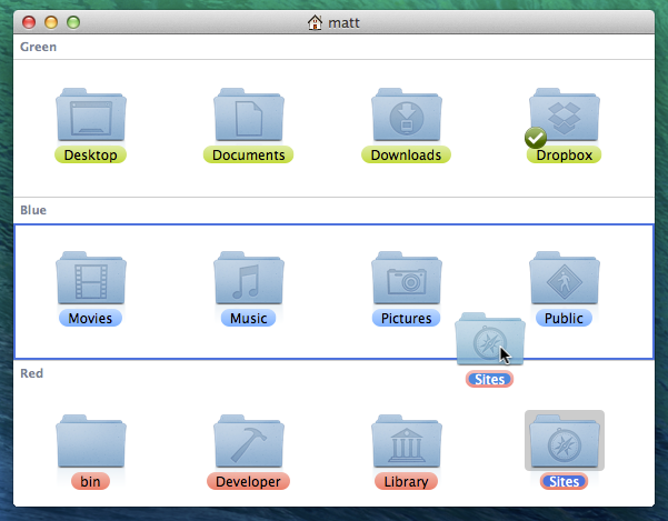 Screenshot: Drag files to change label in Finder