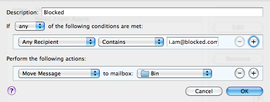 mac email client block sender